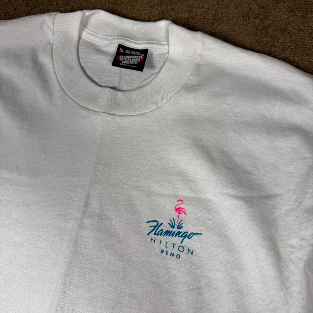 Vintage Screen Stars Hilton Reno 90s T Shirt Single Stitch Mens XL White USA